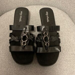 Easy Street Black Slide Sandals for Women